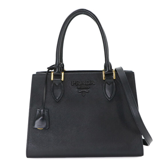 PRADA Handbags - Prada Saffiano 2-way Hand/Shoulder Handbag, Leather, Nero Black, Gold Hardware